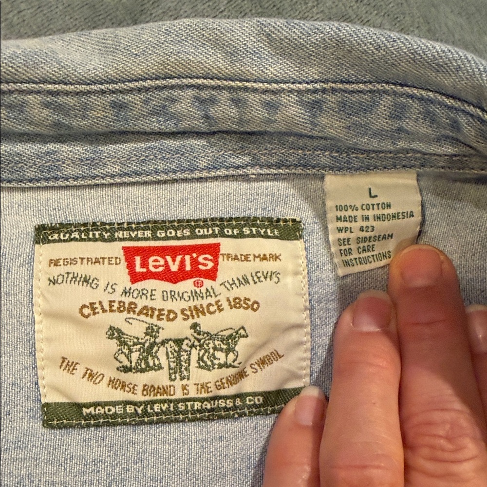 Levi's Light Blue Denim Duster w Sheer Floral Embroidered Length, size XL NWOT - Picture 4 of 10